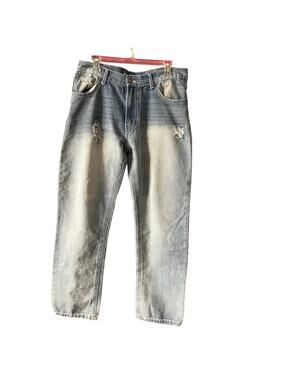 Indigo People Stone Wash Jeans 34x31 Y2K White Stitch Denim Pants Vintage